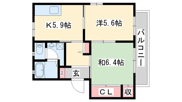 プレミール上中(2K/1階)の間取り写真