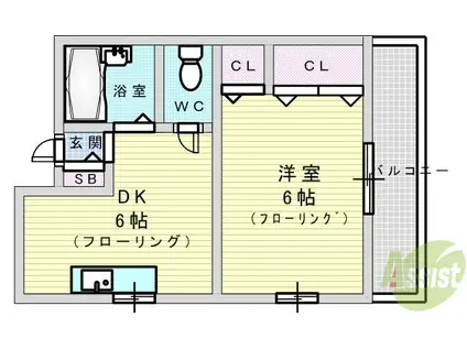 パクトールビル(1DK/4階)の間取り写真