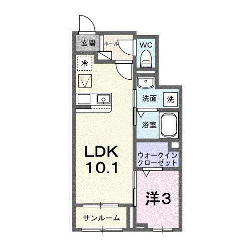 フレッサ II(1LDK/1階)の間取り写真