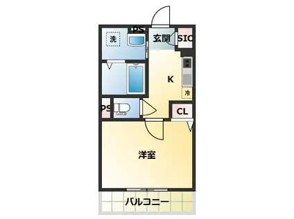 平野区長吉出戸(1K/2階)の間取り写真