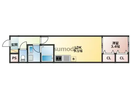 フォレスト南正雀(1LDK/2階)の間取り写真