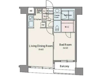 人形町デュープレックスリズ(1SLDK/7階)の間取り写真