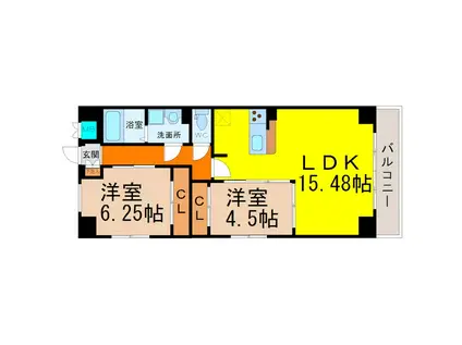 GRAN DUKE鶴舞公園(2LDK/4階)の間取り写真