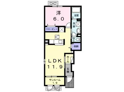 グランベール(1LDK/1階)の間取り写真