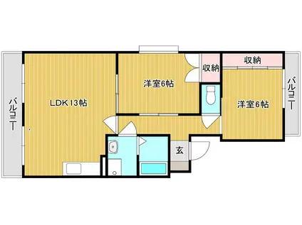 風はいつII(2LDK/3階)の間取り写真