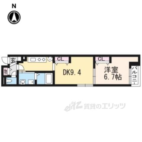 グランディオーズ桂(1LDK/1階)の間取り写真