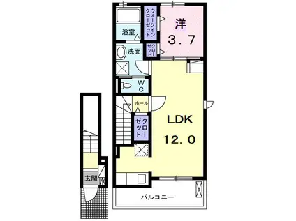 PROGRESS(1LDK/2階)の間取り写真