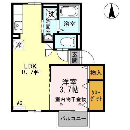 ファルコン久留米高校駅前(1LDK/2階)の間取り写真