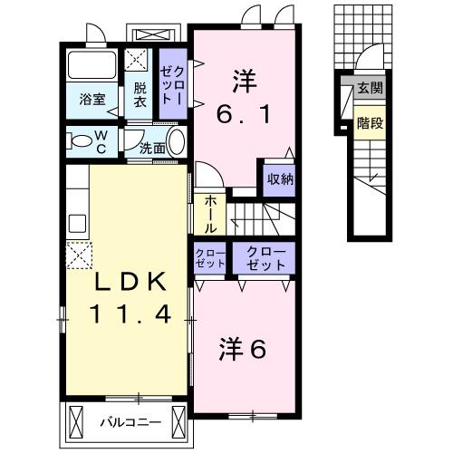 パークサイド B(2LDK/2階)の間取り写真