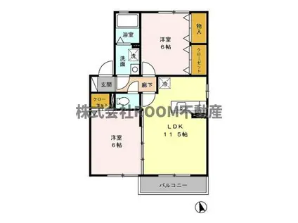 フルール・ド・シャモニ(2LDK/2階)の間取り写真