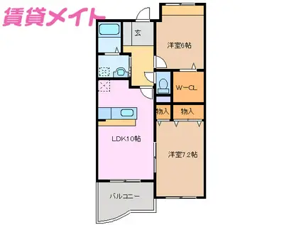 シルクスクェア(2LDK/1階)の間取り写真