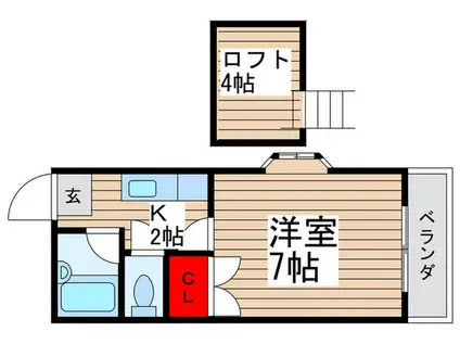 メゾネード常盤平(1K/2階)の間取り写真