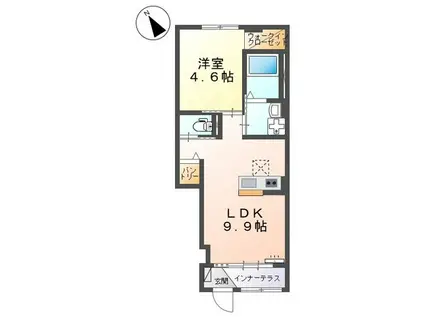 FIRST(1LDK/1階)の間取り写真