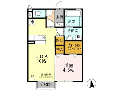 リシェス・オカザキIV(1LDK/1階)の間取り写真