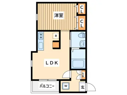 ラメール生麦A棟(1DK/3階)の間取り写真