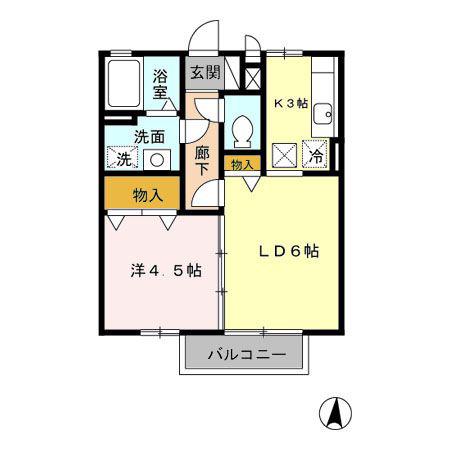 リシェス(1LDK/1階)の間取り写真