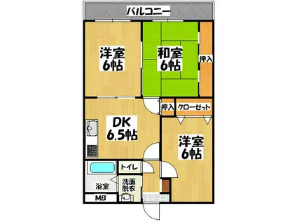 西出水マンション(3DK/2階)の間取り写真