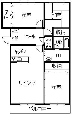 エスティ三番舘1号館(3LDK/3階)の間取り写真