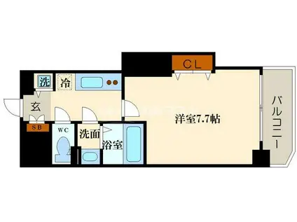 ラグゼ難波西I(1K/8階)の間取り写真