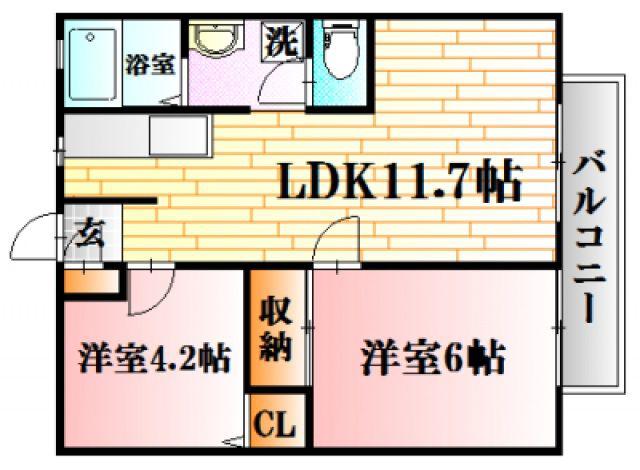 AXIS V(2LDK/1階)の間取り写真