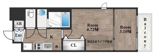 AELL OSAKA イースト(2K/7階)の間取り写真