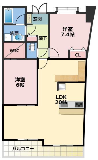 フロンティアタワー難波イースト(3LDK/7階)の間取り写真