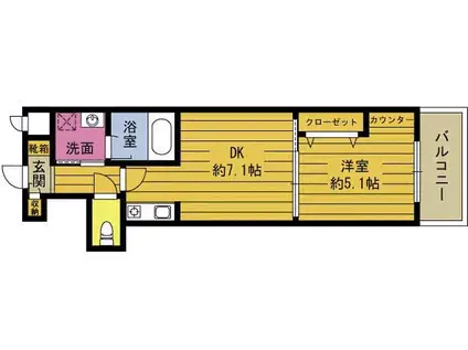 レスコ餅ヶ浜(1DK/1階)の間取り写真
