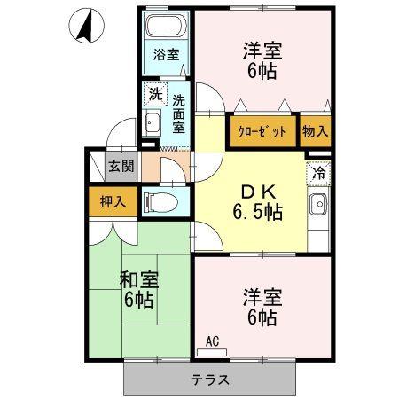 ベルシャルム(2LDK/1階)の間取り写真