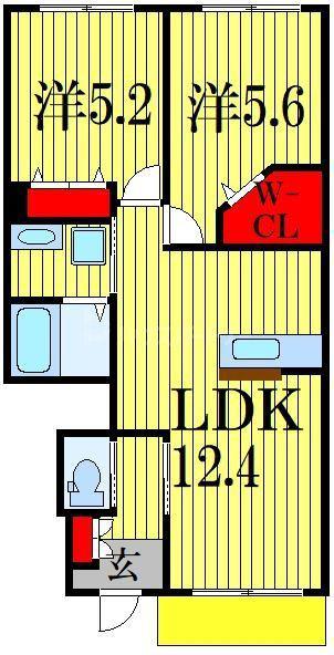 グランヴィラ(2LDK/1階)の間取り写真