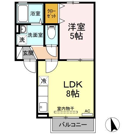 セジュール(1LDK/2階)の間取り写真
