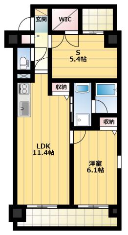 AVENUE静岡茶町(2LDK/4階)の間取り写真