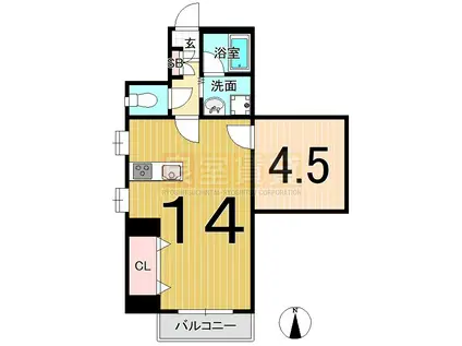 大蔵浅田ビル(1LDK/1階)の間取り写真