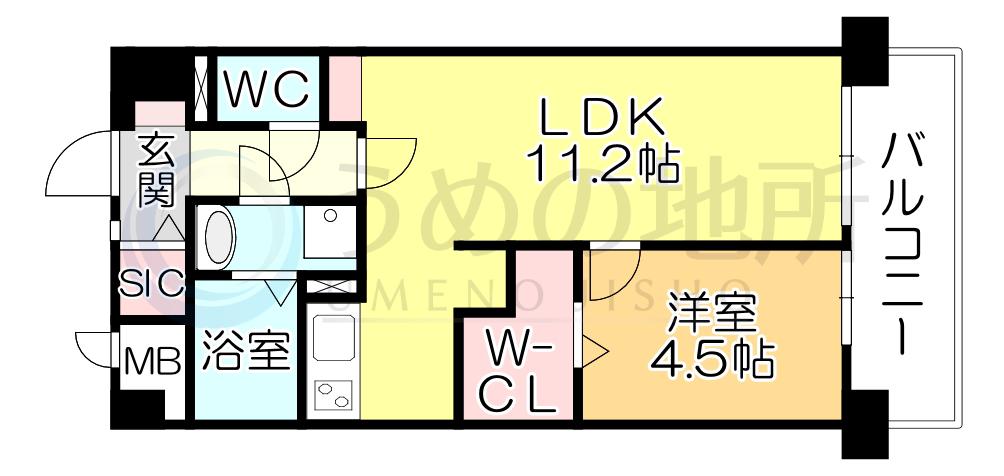 ボスコボブビルディング(1LDK/3階)の間取り写真
