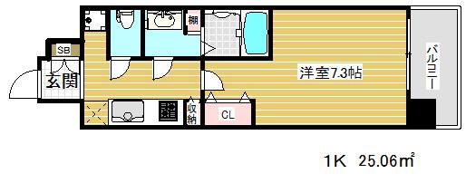 ダブルスタイル神戸2(1K/8階)の間取り写真