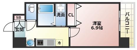プルミエール天王寺(1K/2階)の間取り写真