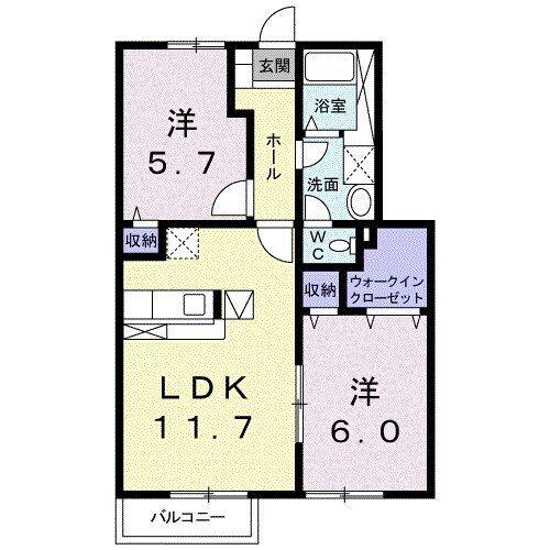 サン サン ハウス 2(2LDK/1階)の間取り写真
