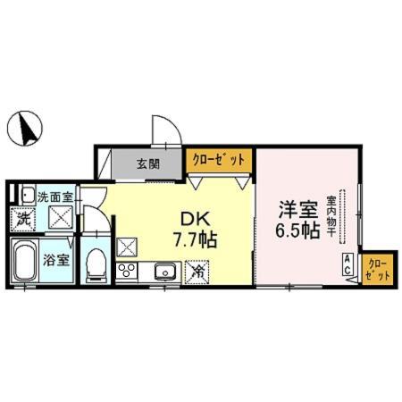 D-ROOM甲子園(1DK/1階)の間取り写真