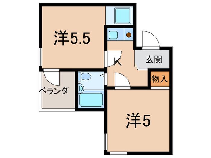 メイプル1番館(2K/4階)の間取り写真
