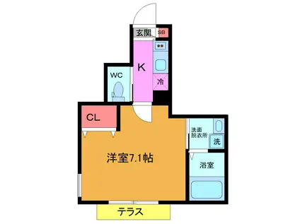 クレシェンド津田沼(1K/1階)の間取り写真