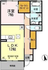 D-ROOM本庄(1LDK/1階)の間取り写真