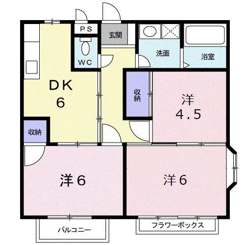 ビレッジツカサA(3DK/1階)の間取り写真