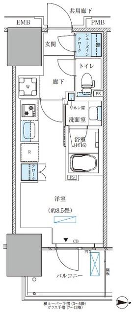 パークアクシス西大島コンフォートスクエア(ワンルーム/13階)の間取り写真