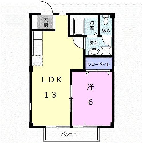 キャッスルレイクIII(1LDK/1階)の間取り写真