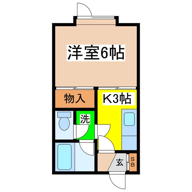 VOX2(1K/2階)の間取り写真