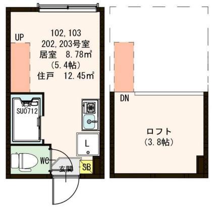 ハーモニーテラス豊玉中(ワンルーム/2階)の間取り写真