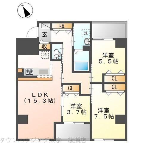 フリーダムファン(3LDK/4階)の間取り写真