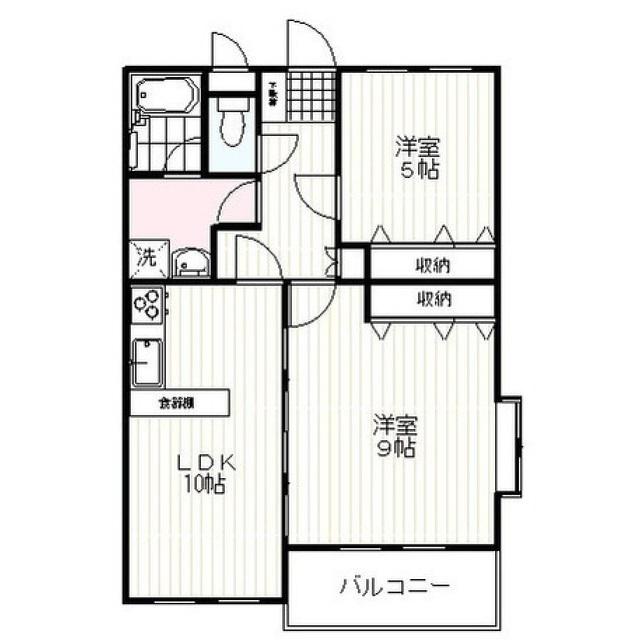 ベルックスA棟(2LDK/3階)の間取り写真