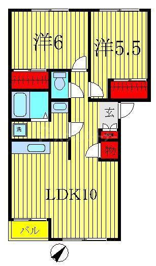 パーチェ西初石(2LDK/1階)の間取り写真