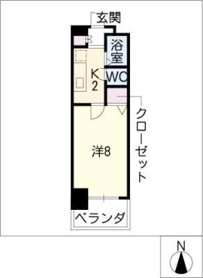 CK錦レジデンス(1K/4階)の間取り写真
