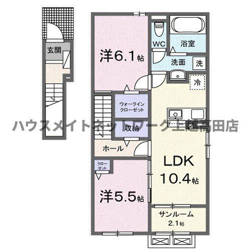 ベル パトリ B(2LDK/2階)の間取り写真